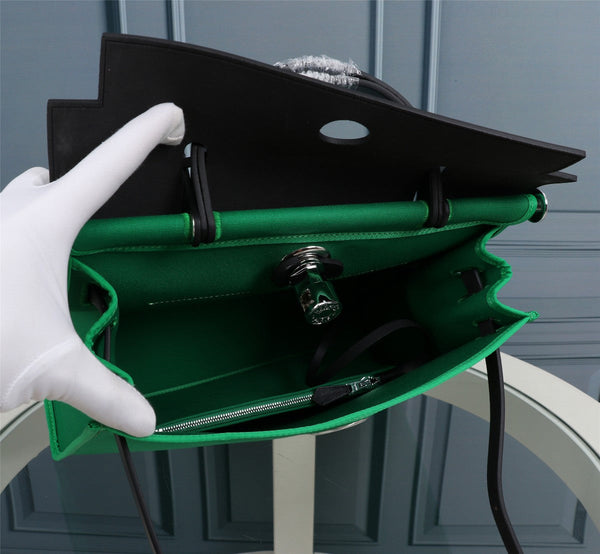 HM HERBAG ZIP 31 TELA VERDE MARE E NERA