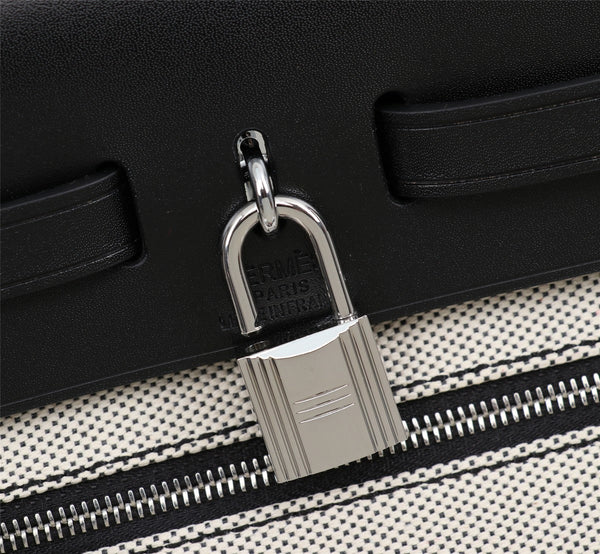 HM HERBAG ZIP 31 NERO E BIANCO PELLE DI VITELLO