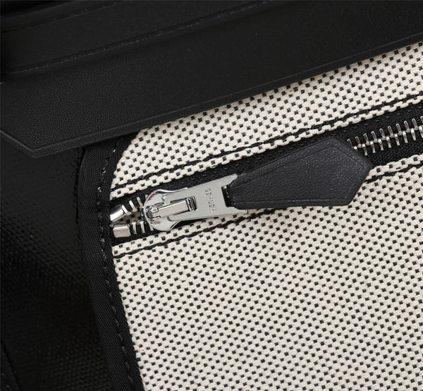 HM HERBAG ZIP 31 NERO E BIANCO PELLE DI VITELLO