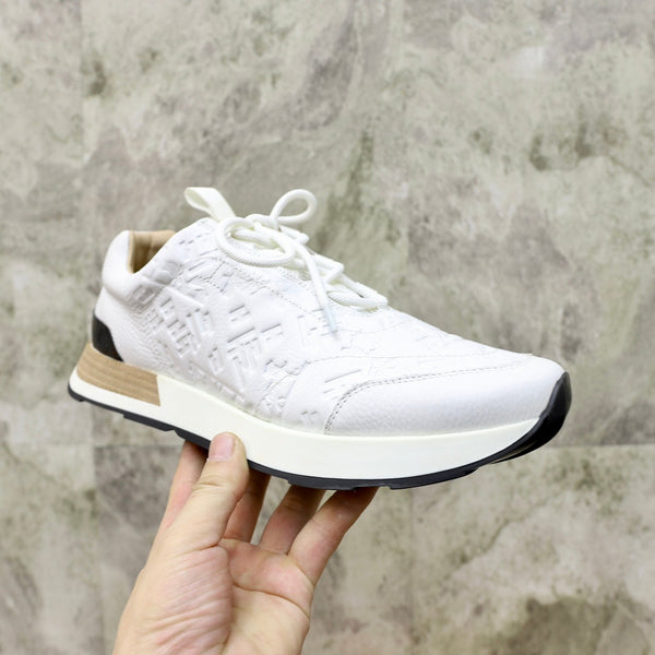 HM EMBOSSED ICON SNEAKER WHITE CALFSKIN