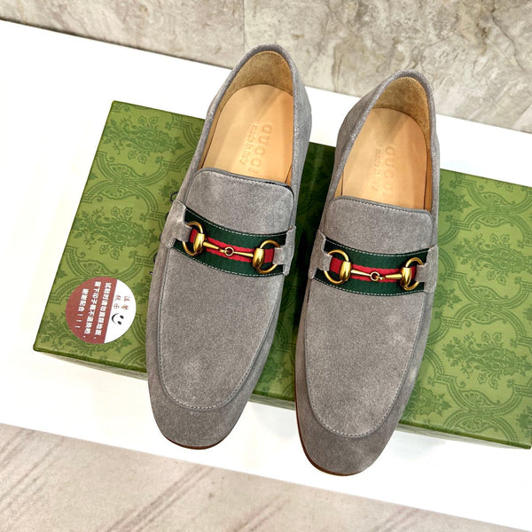GG Men's Horsebit Loafer Grey Suede 550326