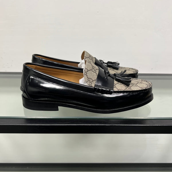 GG Men's Tassel Loafer Black Brown Patent Leather 559052