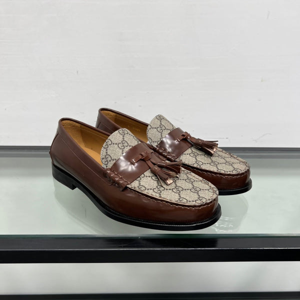 GG Men's Tassel Loafer Brown Patent Leather 559053