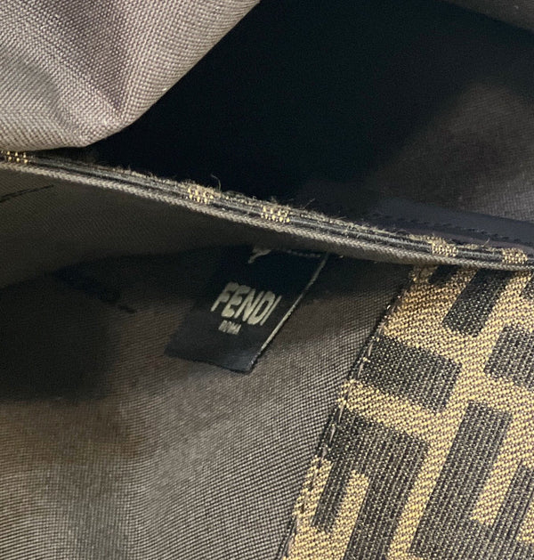 BORSA FENDI TOTE 41 IN TELA MONOGRAMMA MARRONE MIX NERO E FERRAMENTA ORO