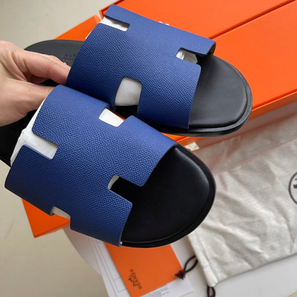HM Men's Izmir Slide Blu Pelle di Pecora 538560
