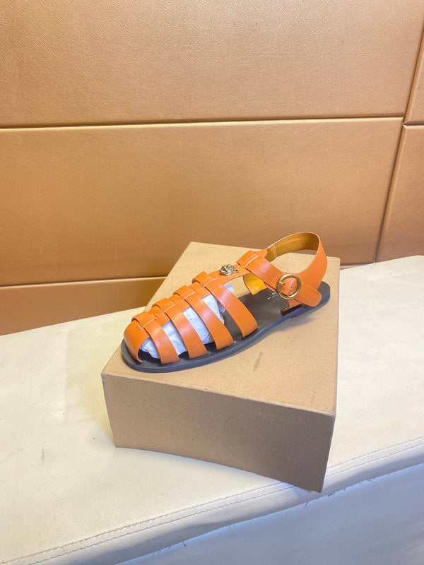 GG Men's Sandals Orange Cowhide 743279