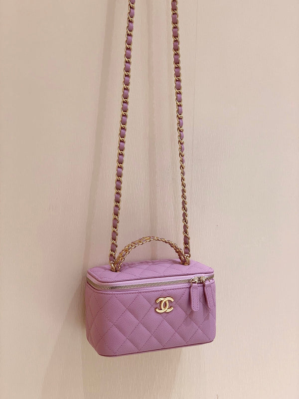 CC VANITY CASE 19 PINK CAVIAR GOLD HARDWARE