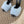 LA 16 HEELED MULES IN SKY BLUE RABBIT FUR AND SMOOTH LAMBSKIN