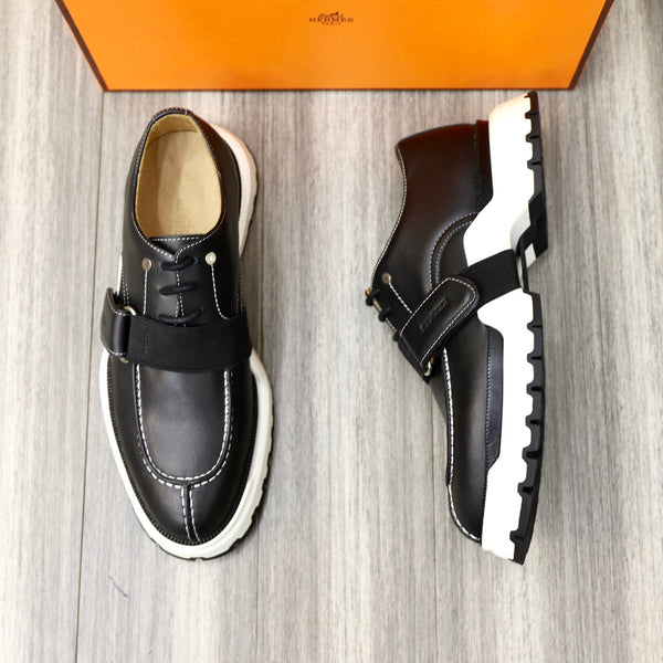 HM DERBY LACE-UP SHOES BLACK CALFSKIN