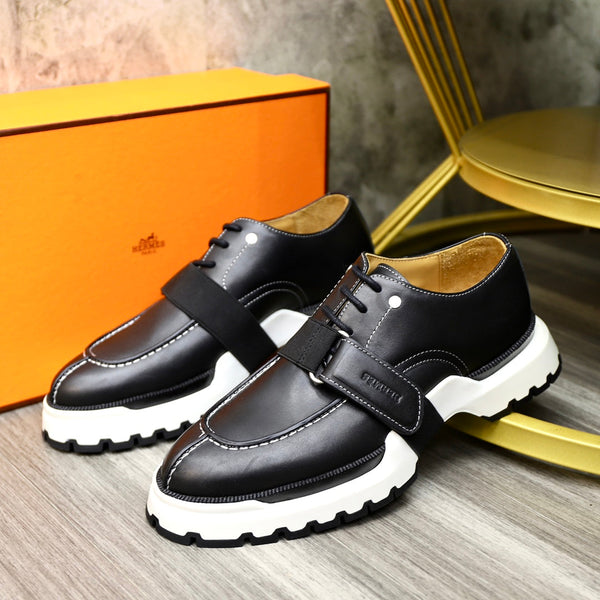 HM DERBY LACE-UP SHOES BLACK CALFSKIN
