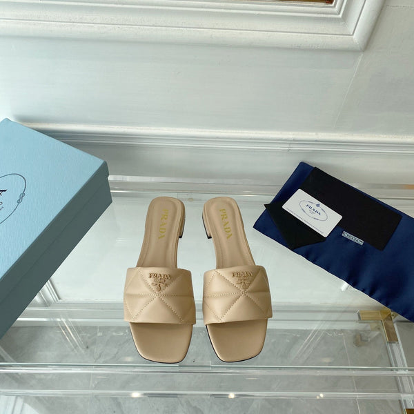 Pra Slide 25 Quilted Beige in pelle
