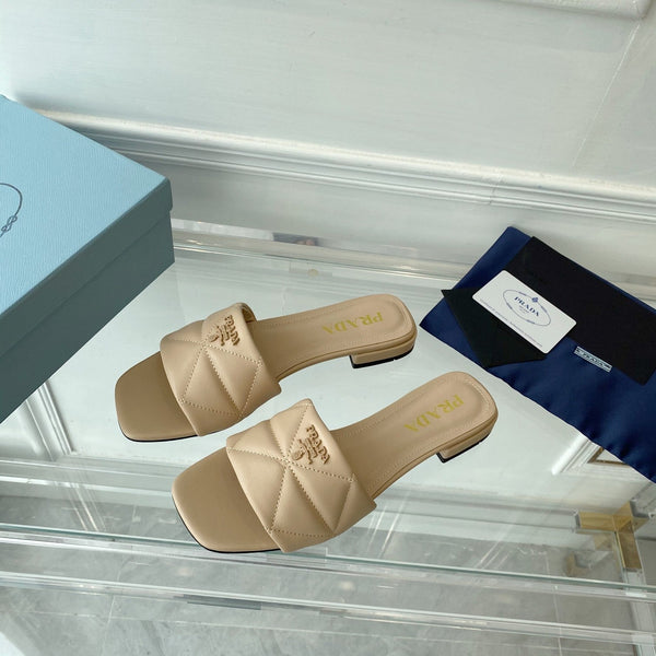 Pra Slide 25 Quilted Beige in pelle