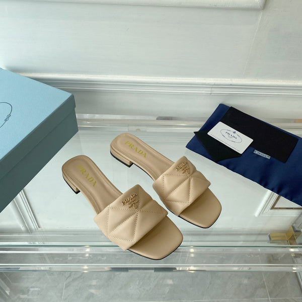 Pra Slide 25 Quilted Beige in pelle