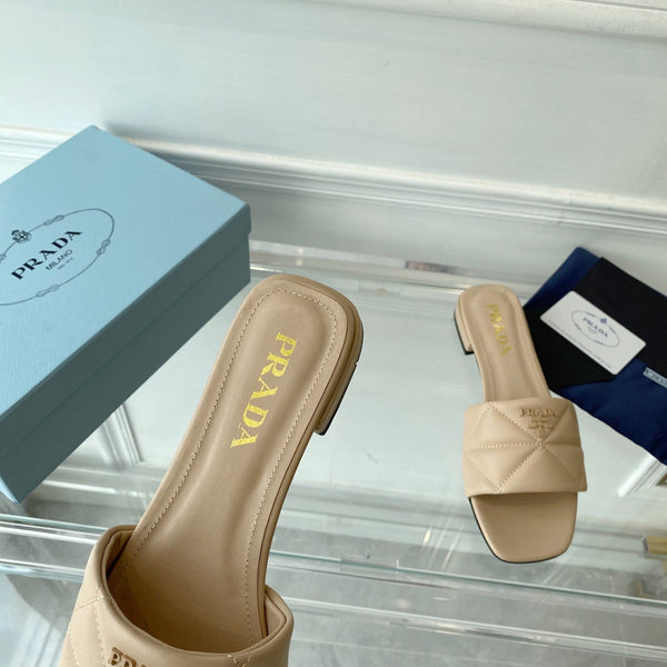 Pra Slide 25 Quilted Beige in pelle