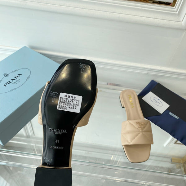Pra Slide 25 Quilted Beige in pelle