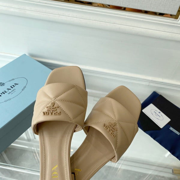 Pra Slide 25 Quilted Beige in pelle