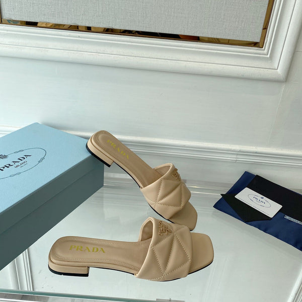 Pra Slide 25 Quilted Beige in pelle