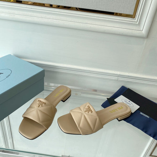 Pra Slide 25 Quilted Beige in pelle