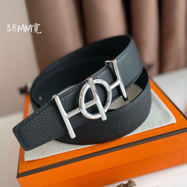 FIBBIA PER CINTURA ULYSSE E CINTURINO REVERSIBILE IN PELLE NERA 38 MM FERRAMENTA IN ARGENTO