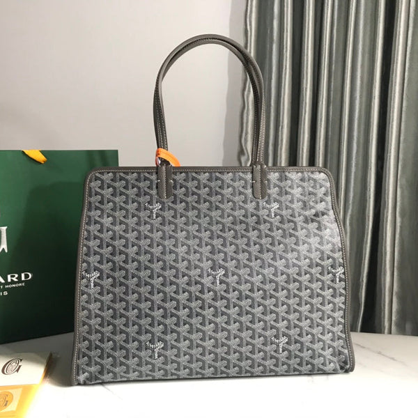 BORSA HARDY PM 40 IN TELA GOYARDINE GRIGIA E RIFINITURE IN PELLE TAURILLON