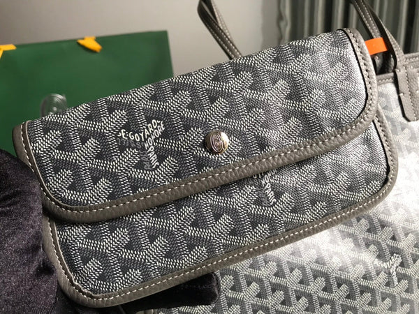 BORSA HARDY PM 40 IN TELA GOYARDINE GRIGIA E RIFINITURE IN PELLE TAURILLON