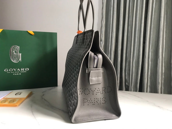 BORSA HARDY PM 40 IN TELA GOYARDINE GRIGIA E RIFINITURE IN PELLE TAURILLON