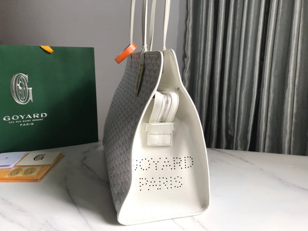 BORSA HARDY PM 40 IN TELA GOYARDINE BIANCA E RIFINITURE IN PELLE TAURILLON