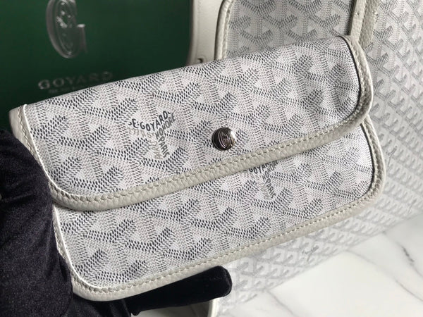 BORSA HARDY PM 40 IN TELA GOYARDINE BIANCA E RIFINITURE IN PELLE TAURILLON