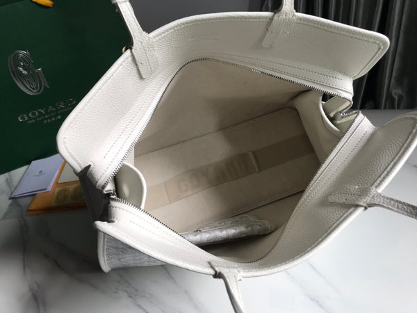 BORSA HARDY PM 40 IN TELA GOYARDINE BIANCA E RIFINITURE IN PELLE TAURILLON