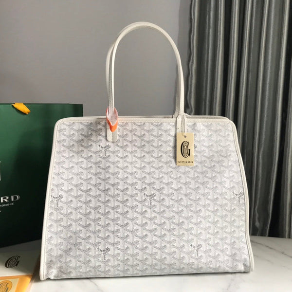 BORSA HARDY PM 40 IN TELA GOYARDINE BIANCA E RIFINITURE IN PELLE TAURILLON