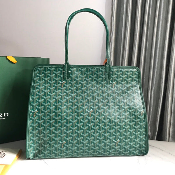 BORSA HARDY PM 40 IN TELA GOYARDINE VERDE E RIFINITURE IN PELLE TAURILLON
