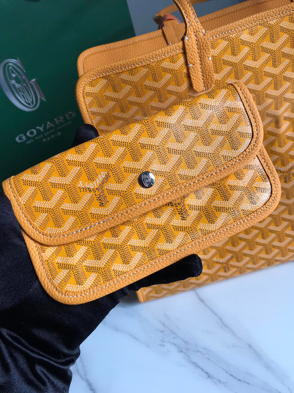 BORSA HARDY PM 40 IN TELA GOYARDINE GIALLA E RIFINITURE IN PELLE TAURILLON