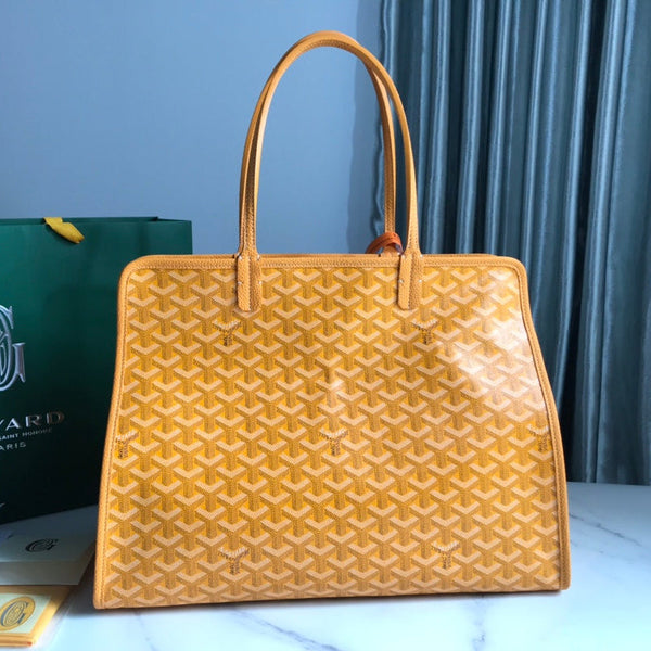 BORSA HARDY PM 40 IN TELA GOYARDINE GIALLA E RIFINITURE IN PELLE TAURILLON