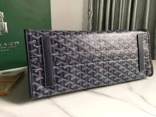 BORSA HARDY PM 40 IN TELA GOYARDINE BLU NAVY E FINITURE IN PELLE TAURILLON NERA