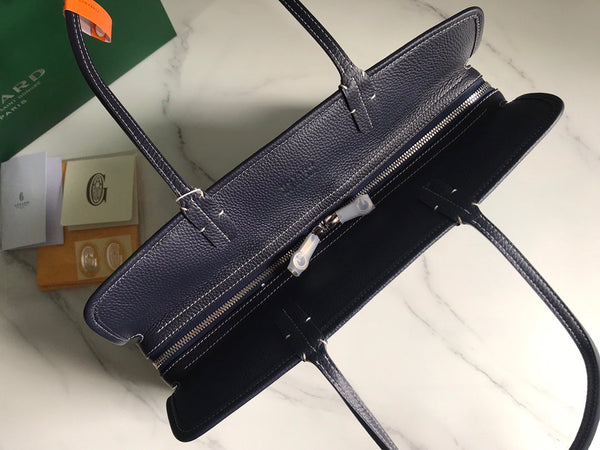 BORSA HARDY PM 40 IN TELA GOYARDINE BLU NAVY E FINITURE IN PELLE TAURILLON NERA