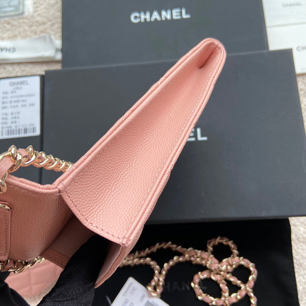 CC Phone Holder Pale & Air Pod Bag Pink Caviar Diamond Hardware 229778