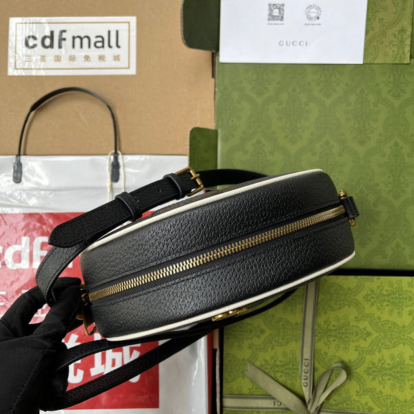 BORSA A TRACOLLA GGxADIDAS OPHIDIA 22 IN PELLE DI VITELLO NERA E BIANCA