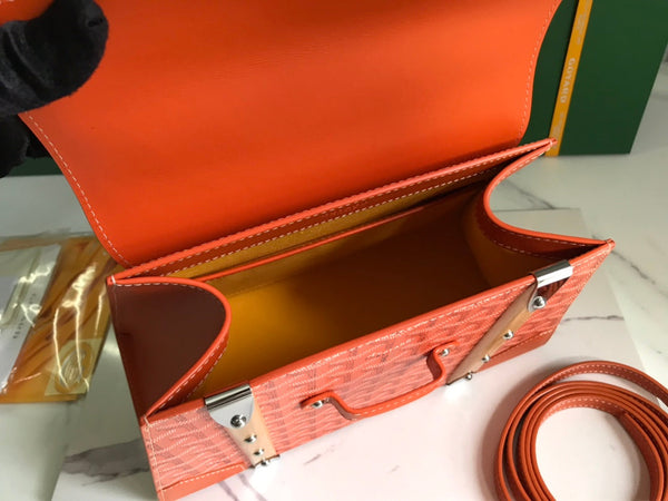BORSA SAÏGON PM 28 IN TELA GOYARDINE ROSSA E ARANCIONE E PELLE DI VITELLO