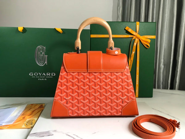 BORSA SAÏGON PM 28 IN TELA GOYARDINE ROSSA E ARANCIONE E PELLE DI VITELLO