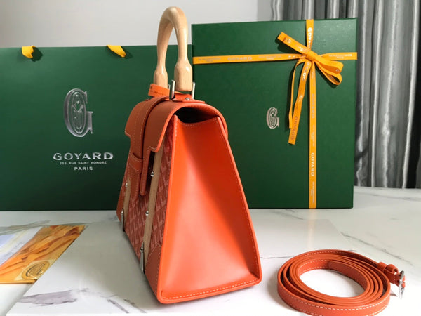 BORSA SAÏGON PM 28 IN TELA GOYARDINE ROSSA E ARANCIONE E PELLE DI VITELLO
