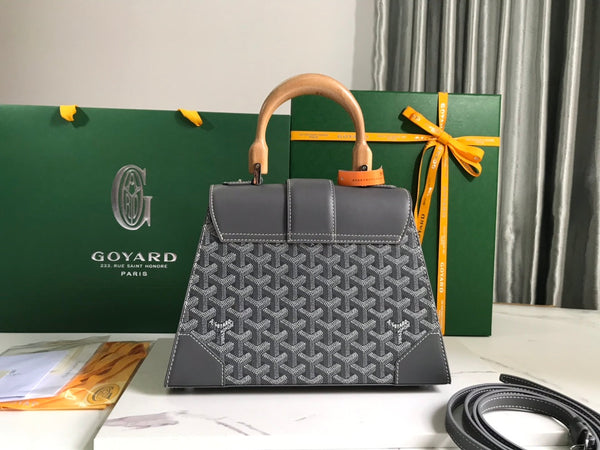 BORSA SAÏGON PM 28 IN TELA GOYARDINE GRIGIA E PELLE DI VITELLO