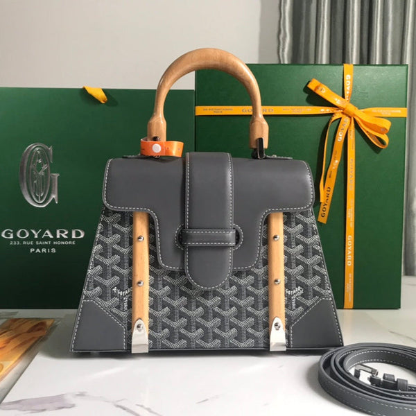 BORSA SAÏGON PM 28 IN TELA GOYARDINE GRIGIA E PELLE DI VITELLO