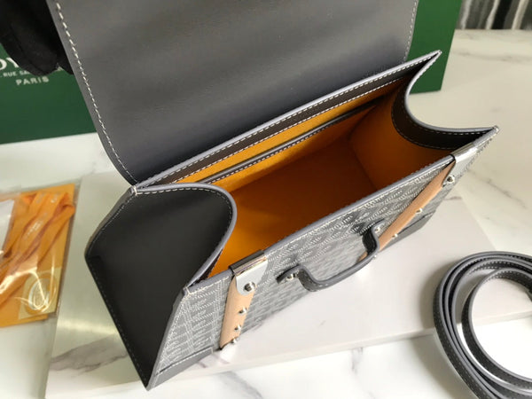 BORSA SAÏGON PM 28 IN TELA GOYARDINE GRIGIA E PELLE DI VITELLO