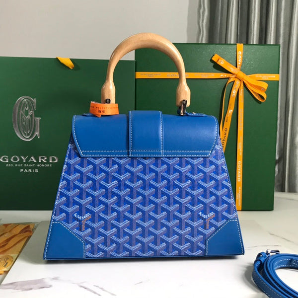 BORSA SAÏGON PM 28 IN TELA GOYARDINE BLU CURIOSO E PELLE DI VITELLO