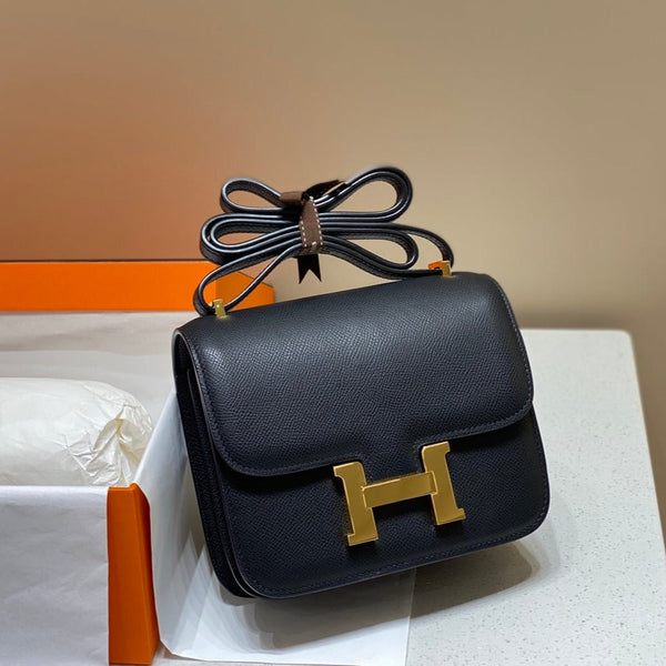 constance 24 pelle nera Epsom hardware dorato