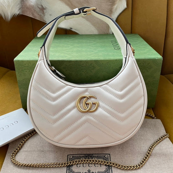 Borsa a tracolla Gucci Marmont 21cm in pelle bianca 333534