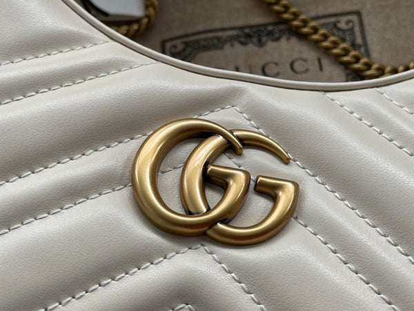 Borsa a tracolla Gucci Marmont 21cm in pelle bianca 333534