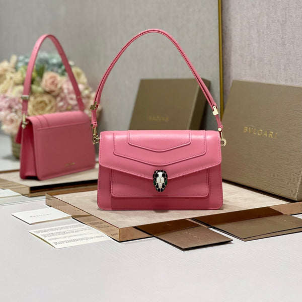 Serpenti Forever East-West Shoulder Bag 22cm Pink Cafskin GHW 188473