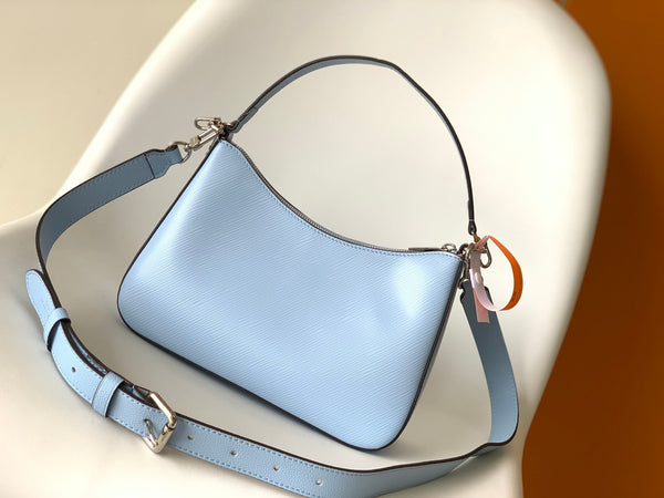 LV Marelle 25cm Pelle bovina Epi Grain blu Metallo HW