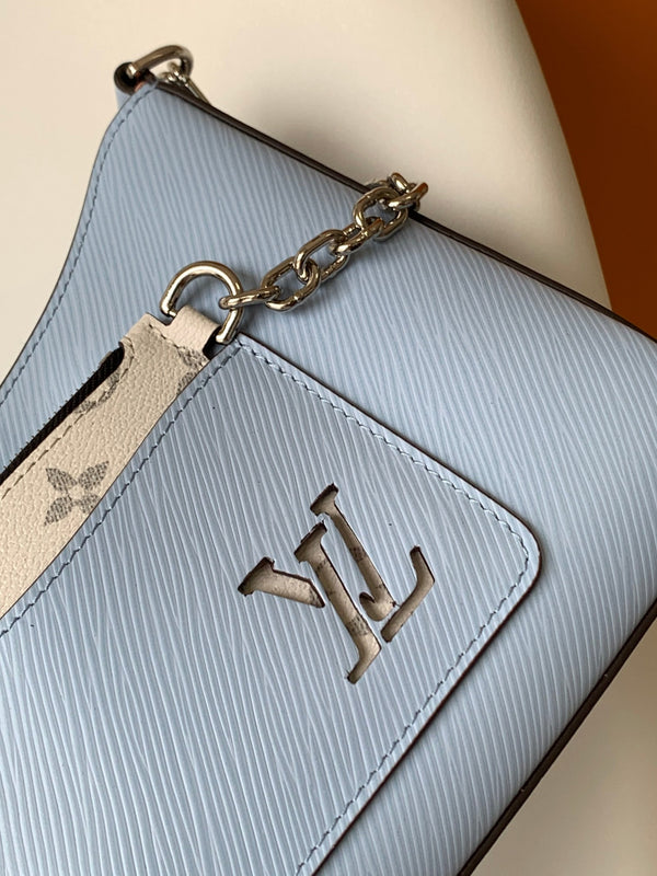 LV Marelle 25cm Pelle bovina Epi Grain blu Metallo HW